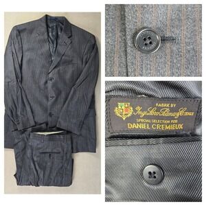 Daniel Cremieux Loro Piana 2 Piece Suit 44R‎ Gray Pinstripe Jacket Pant Made USA